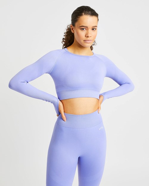 AYBL Reform Seamless Long Sleeve Crop Top Lila | 03418-NZLO