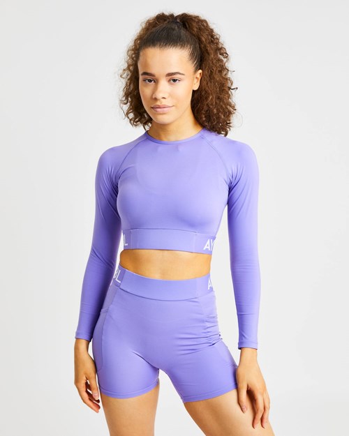 AYBL Sport Long Sleeve Crop Top Lila | 51387-RLGV